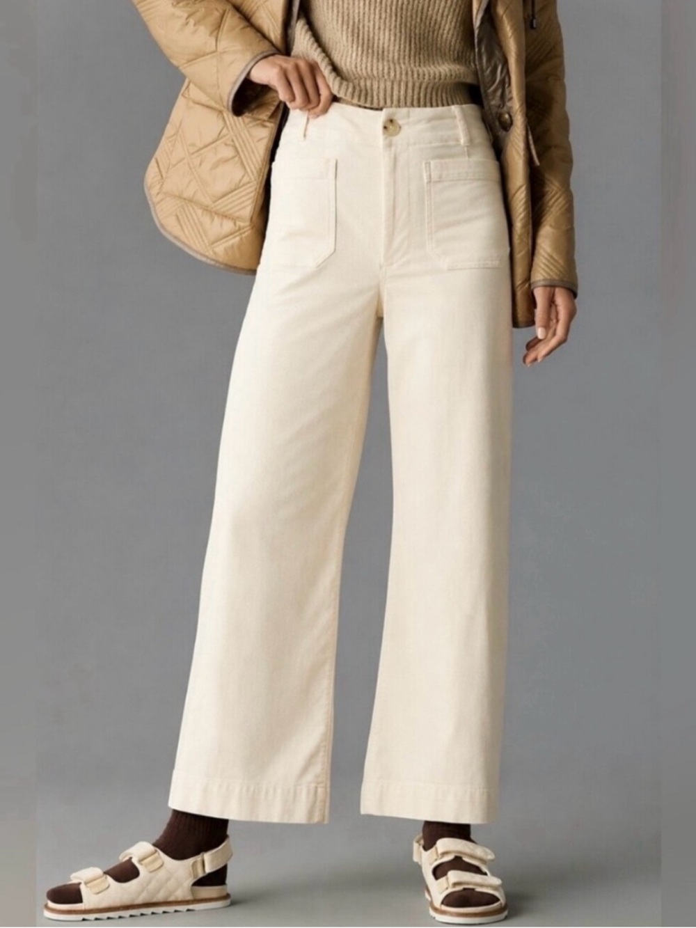 MAEVE Anthropologie Colette Cropped Wide Leg High Rise Corduroy Pants \\ 26